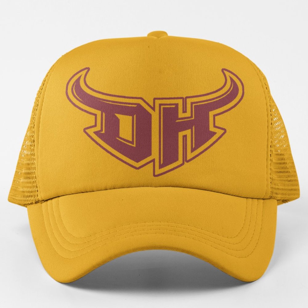 NEW CSUDH Dominguez Hills Toros DH Logo Foam Trucker Mesh Snapback Hat GOLDEN